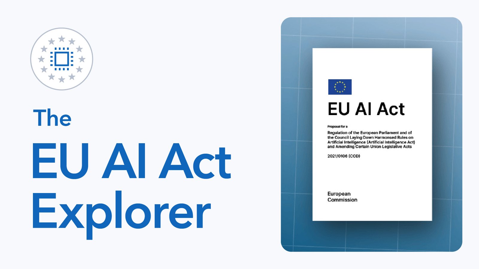 Visuel « The EU AI Act Explorer » avec la couverture du texte du règlement européen.