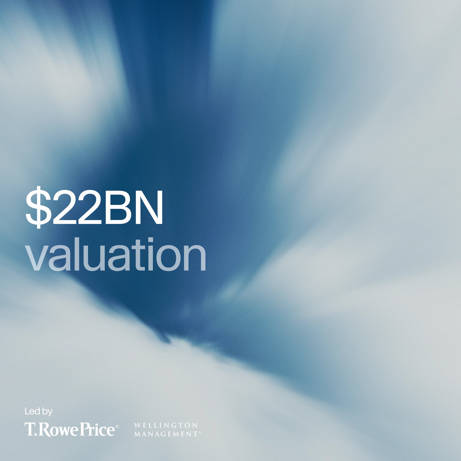 Visuel officiel d’ElevenLabs annonçant une valorisation de 22 milliards de dollars, avec les logos de T. Rowe Price et Wellington Management.