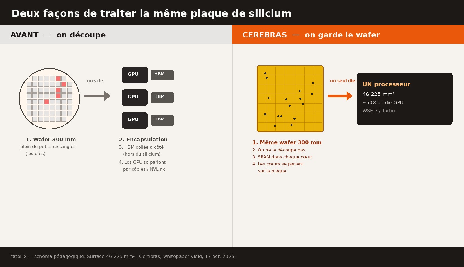 Schéma : wafer découpé vs wafer entier