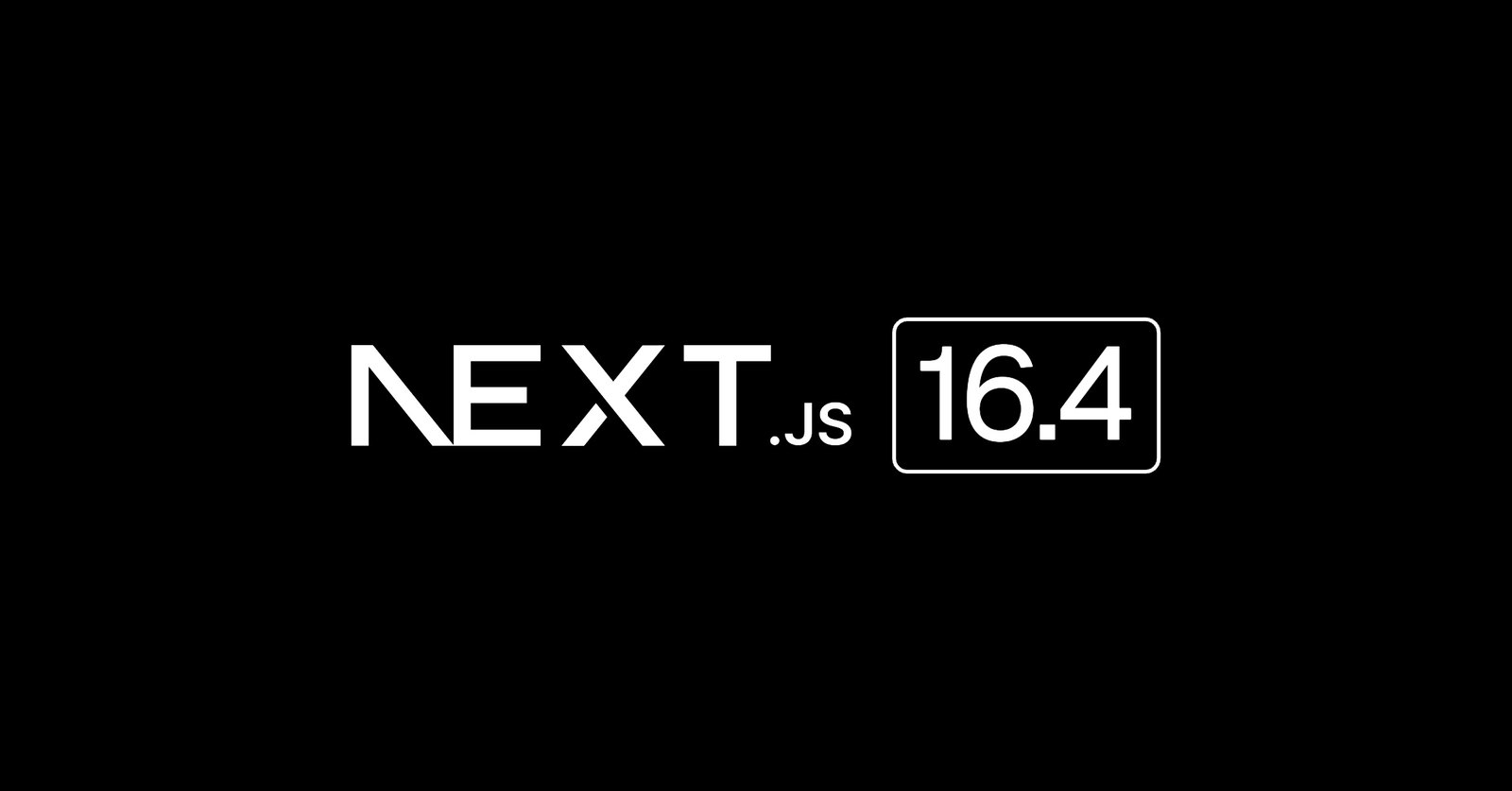 Logo Next.js 16.4 sur fond noir.