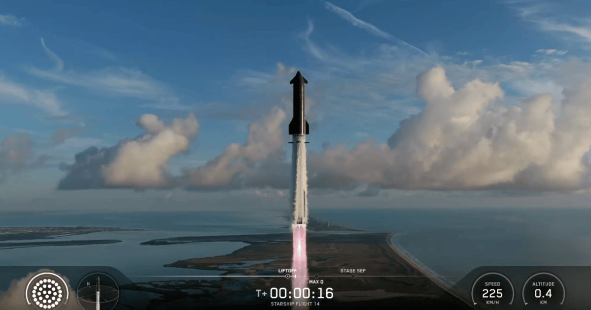 Décollage de Starship lors du vol d’essai 14.