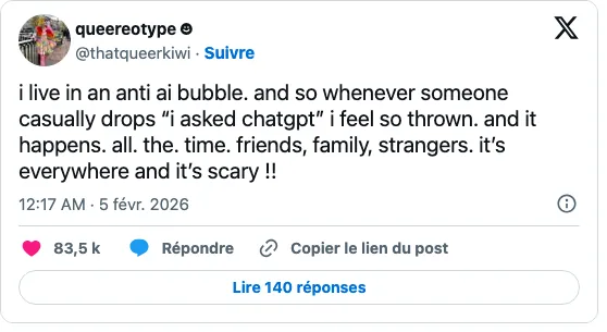 Message public de @thatqueerkiwi, 5 février 2026